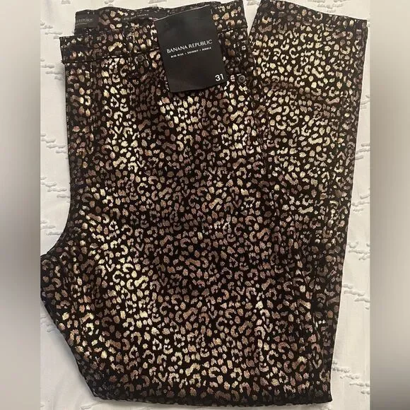 Banana Republic Mid Rise Stretch Metallic Skinny Ankle Jeans Rose Gold L… - Picture 3 of 9